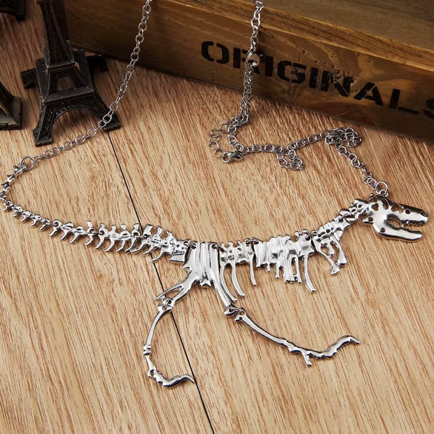 T Rex Skeleton Dinosaur Pendants Chain Choker Collar Necklace