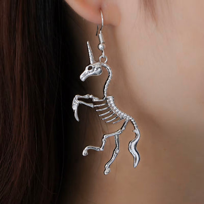 Unicorn Skeleton Drop Hanging Earrings