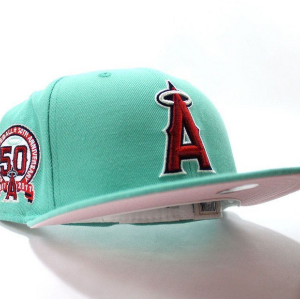 Los Angeles Angels Teal Pink 50th 9Fifty New Era Fits Snapback Hat