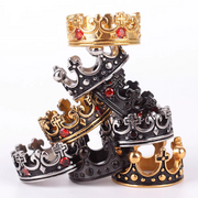 Royal Crown Stainless Steel Retro Rhinestone Ring