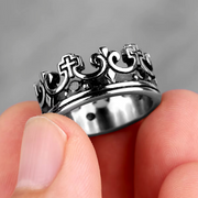 Royal Crown Stainless Steel Retro Rhinestone Ring