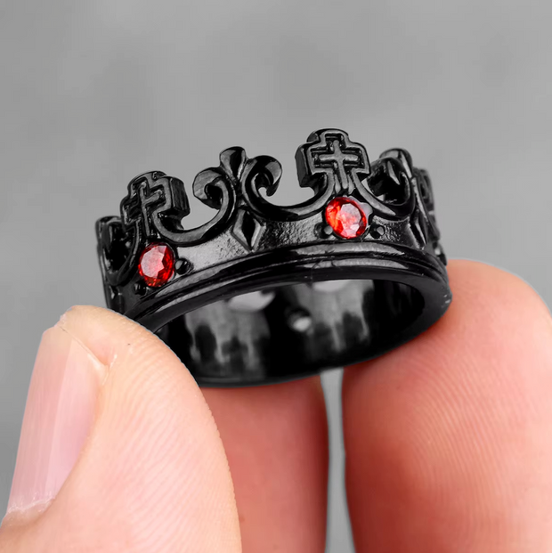 Royal Crown Stainless Steel Retro Rhinestone Ring