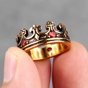 Royal Crown Stainless Steel Retro Rhinestone Ring