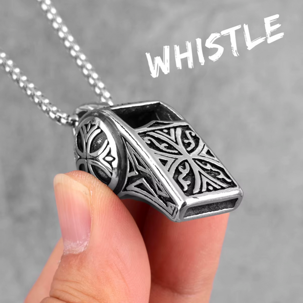 Vintage Crafted Whistle Stainless Steel Pendant with Free Necklace