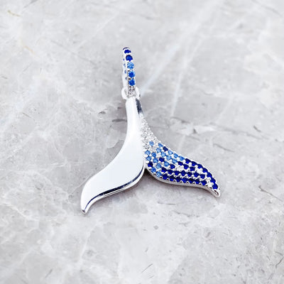 Blue Dolphin Tail Fin 925 Sterling Silver Pendant