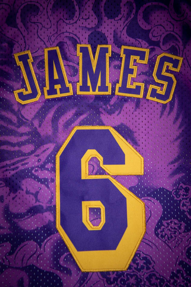 Mitchell & Ness LeBron James Lakers Lunar New Year Hardwood Classics Basketball Jersey by Devious Elements App 2XL