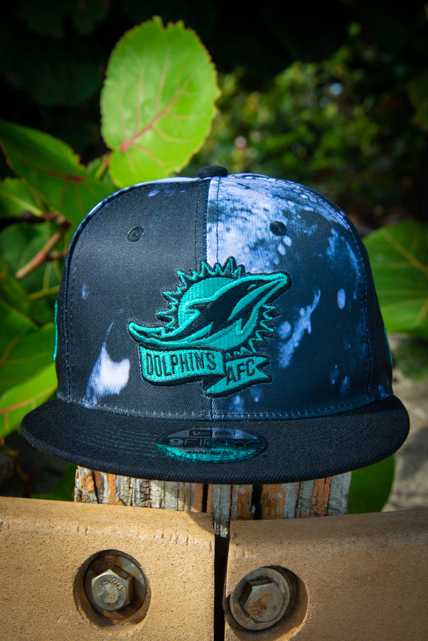 Miami Dolphins AFC Teal Black Tie Dye 9Fifty New Era Fits Snapback Hat