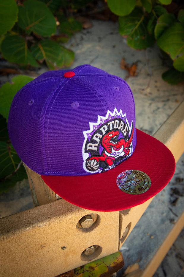 Toronto Raptors Mitchell & Ness x Lids Team Era Pinwheel Stripe Snapback Hat  - Purple