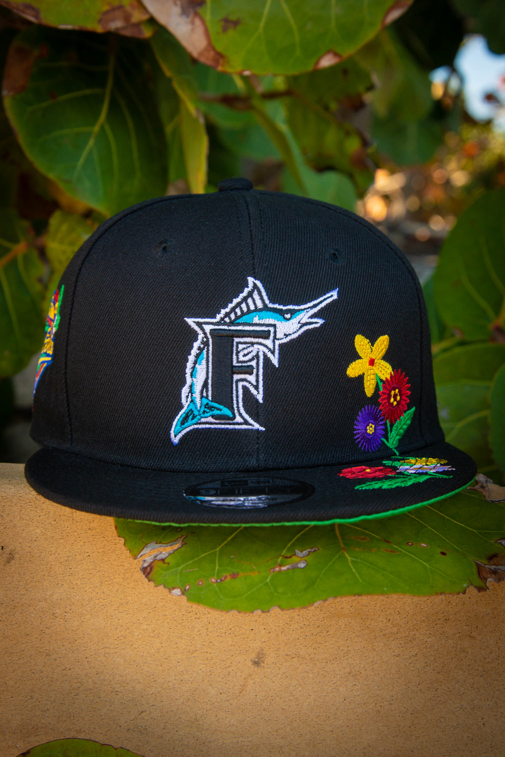 Miami Marlins Floral Arrangement 9Fifty New Era Fits Snapback Hat