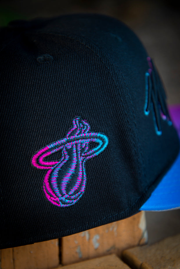 Miami Heat New Era 3x Champions Team Drip 9FIFTY Snapback Hat - Black