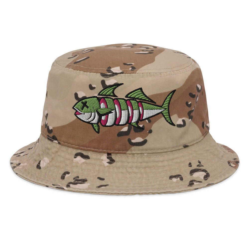 Fish Food Unstructured Fashion Bucket Hat by Devious Elements Apparel Desert Camo / L/XL